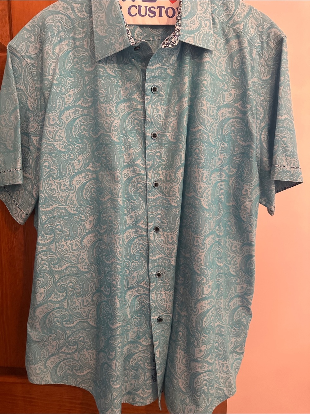 Robert Graham Light Teal Paisley Short-Sleeve Button-Down Shirt